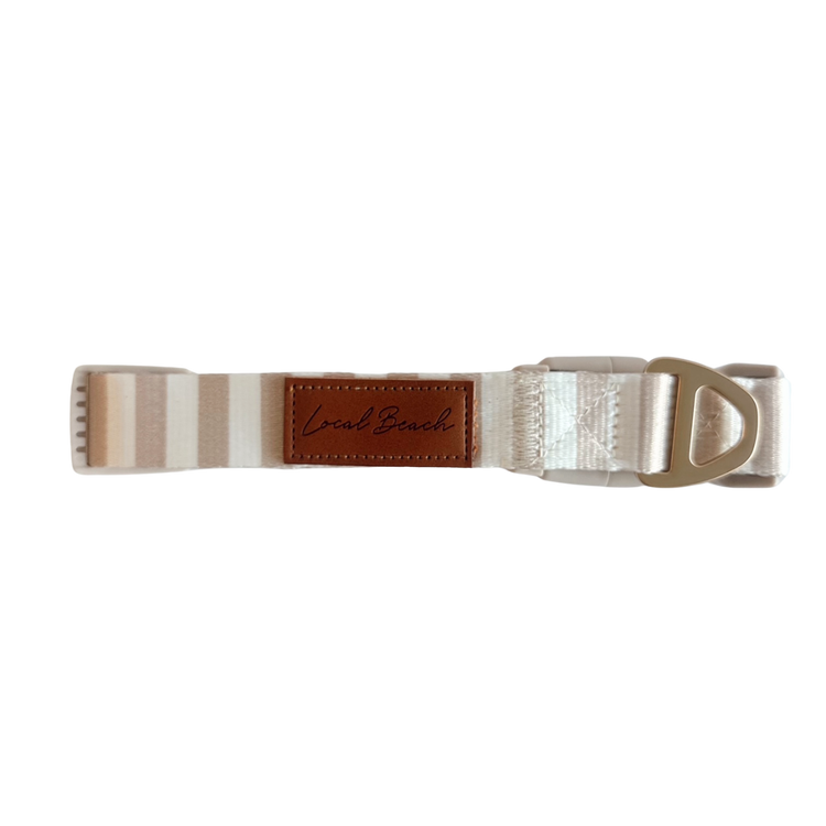 Local Beach Stripe Adjustable Dog Collar – Tan