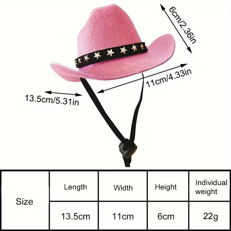 Brown Cowboy Hat for Dogs & Cats - Adjustable Strap