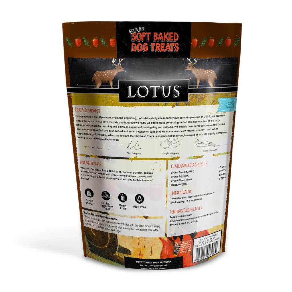 Lotus Soft-Baked Venison Recipe Dog Treats – 10 oz, Grain-Free & Protein-Packed Snack for Your Pup!