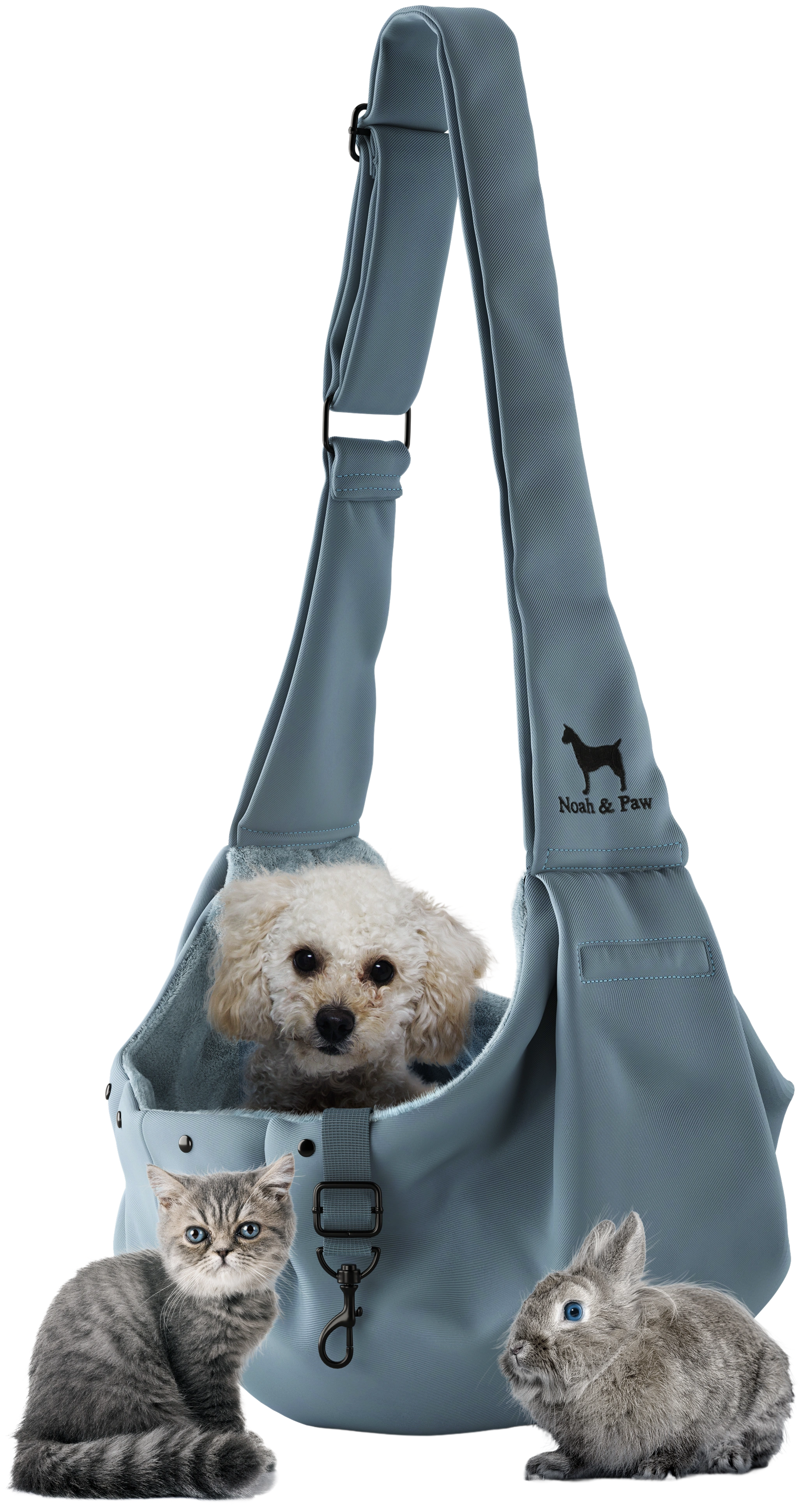 Premium Twill Pet sling Carrier, Snap Style, Black