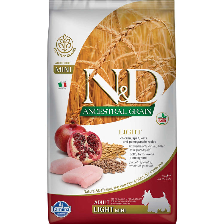 Farmina N&D Ancestral Grain Light Chicken, Spelt, Oats & Pomegranate Dog Food – 26.5 lb