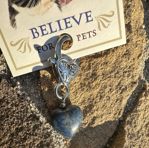 Crystal Pet Love Lapis Heart Pet Pendant
