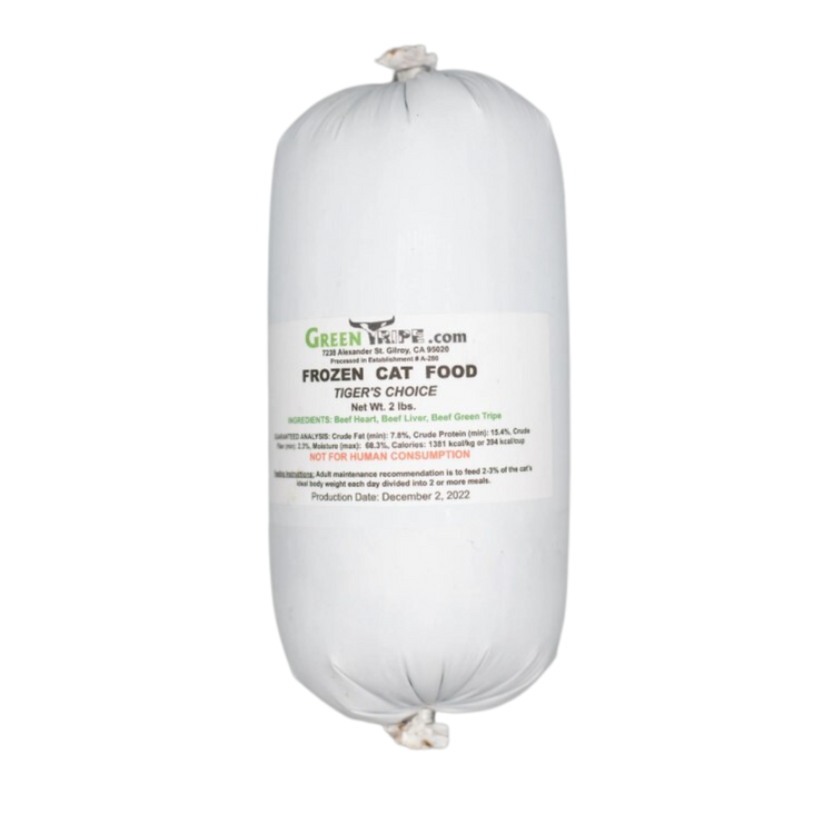 Green Tripe Tiger’s Choice Frozen Cat Food – Beef Green Tripe Formula