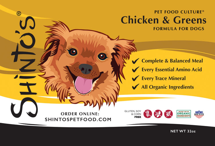 Shinto’s Chicken & Greens Balance Formula fresh dog food packaging