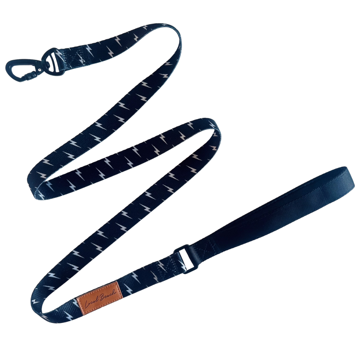 Local Beach Lightning Bolt 5ft Dog Leash Black