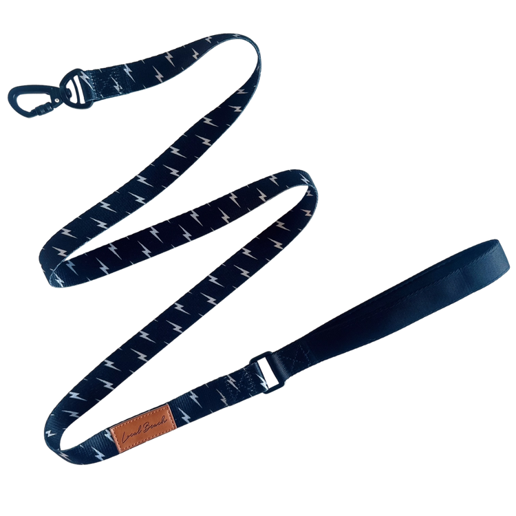 Local Beach Lightning Bolt 5ft Dog Leash Black