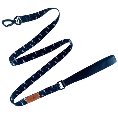 Local Beach Lightning Bolt 5ft Dog Leash Black
