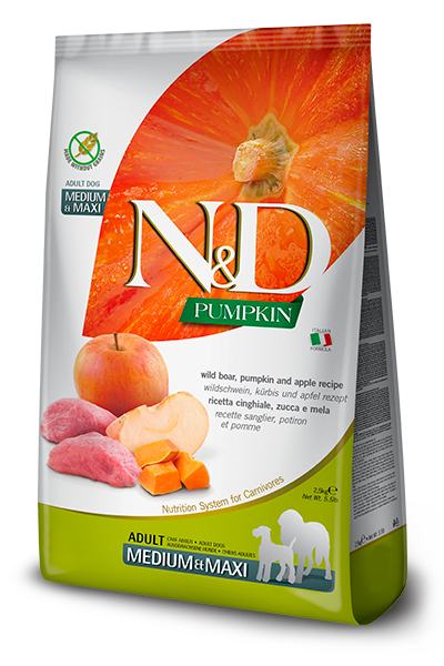 Farmina N&D Pumpkin Wild Boar, Pumpkin & Apple Adult Medium & Maxi Dog Food – 26.5 lb