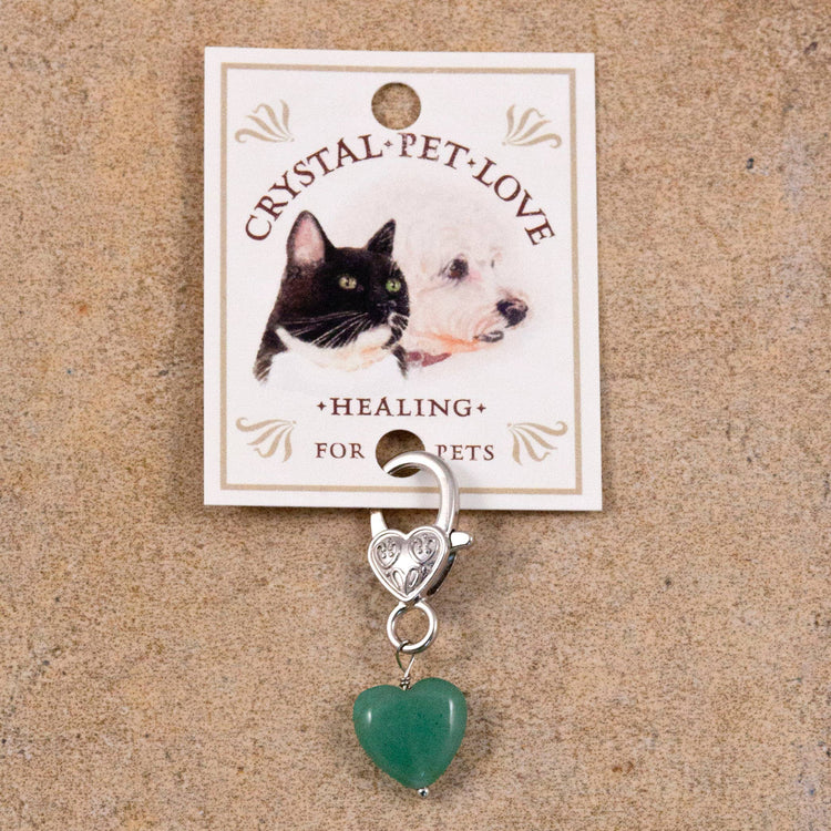 Crystal Pet Love Pet Pendant - Green Aventurine Heart