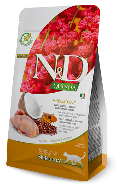 Farmina N&D Quinoa Skin & Coat Quail Dry Cat Food – 11 lb