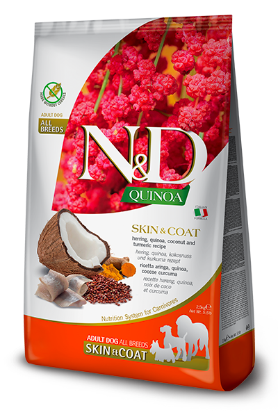 Farmina N&D Quinoa Skin & Coat Herring, Coconut & Turmeric Dog Food – 15.4 lb