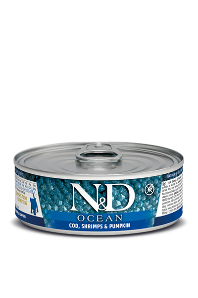 Farmina N&D Ocean Cod, Shrimp & Pumpkin Kitten Food – 2.5 oz