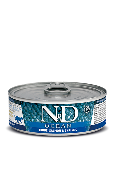 Farmina N&D Ocean Trout, Salmon & Shrimp Wet Cat Food – 2.5 oz