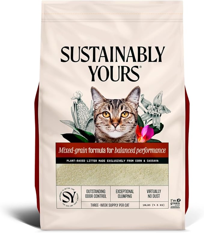 Sustainably Yours Cat Litter – Mixed-Grain Formula, 13 lbs - Natural, Balanced Performance, Odor Control