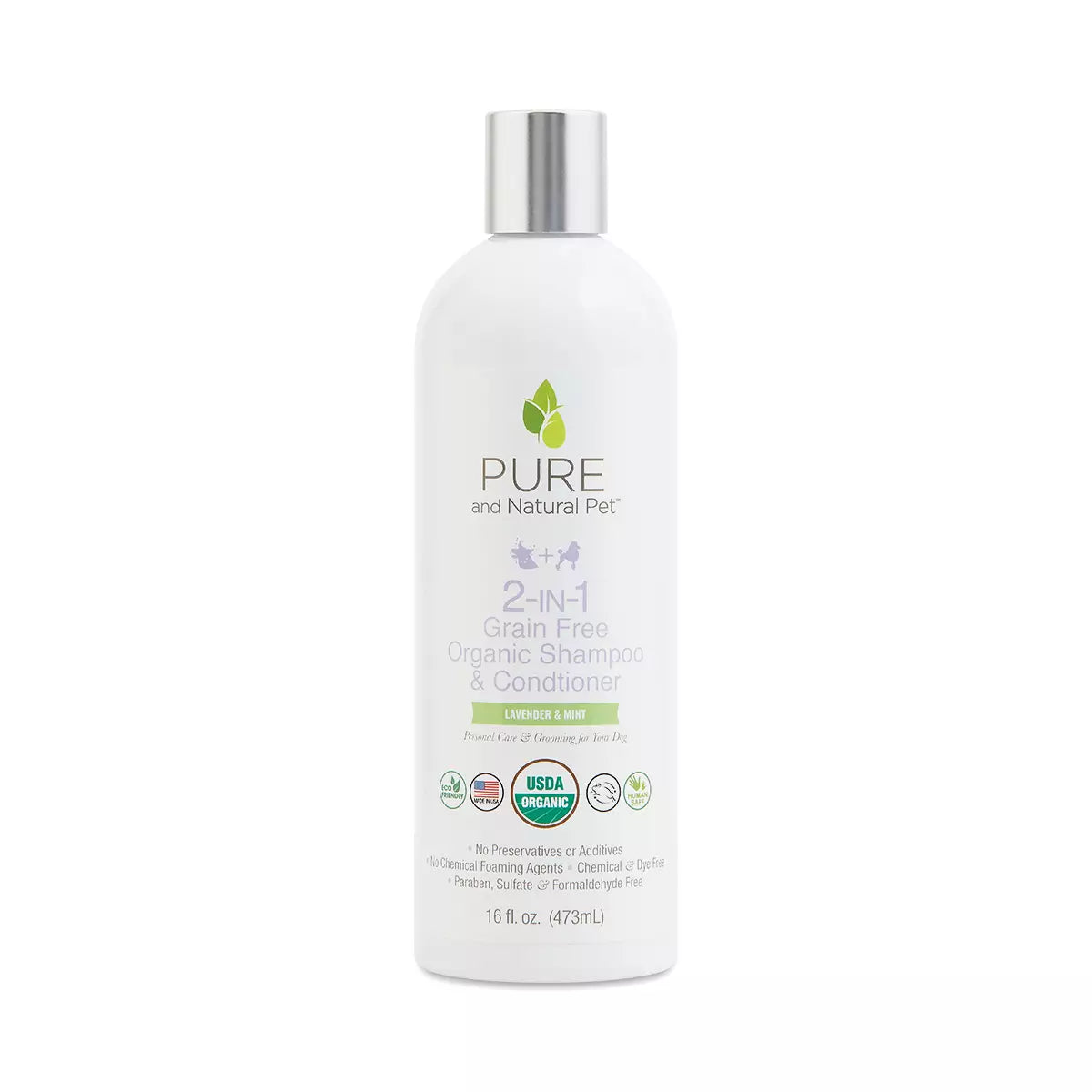 Pure & Natural Pet 2-in-1 Dog Shampoo – Lavender & Mint, 16 oz
