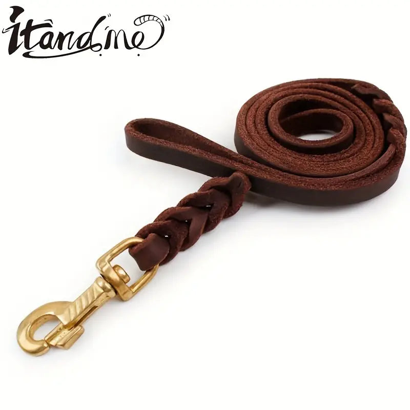 Adjustable Braided Leather Dog Leash