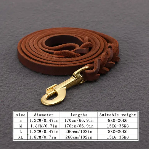 Adjustable Braided Leather Dog Leash