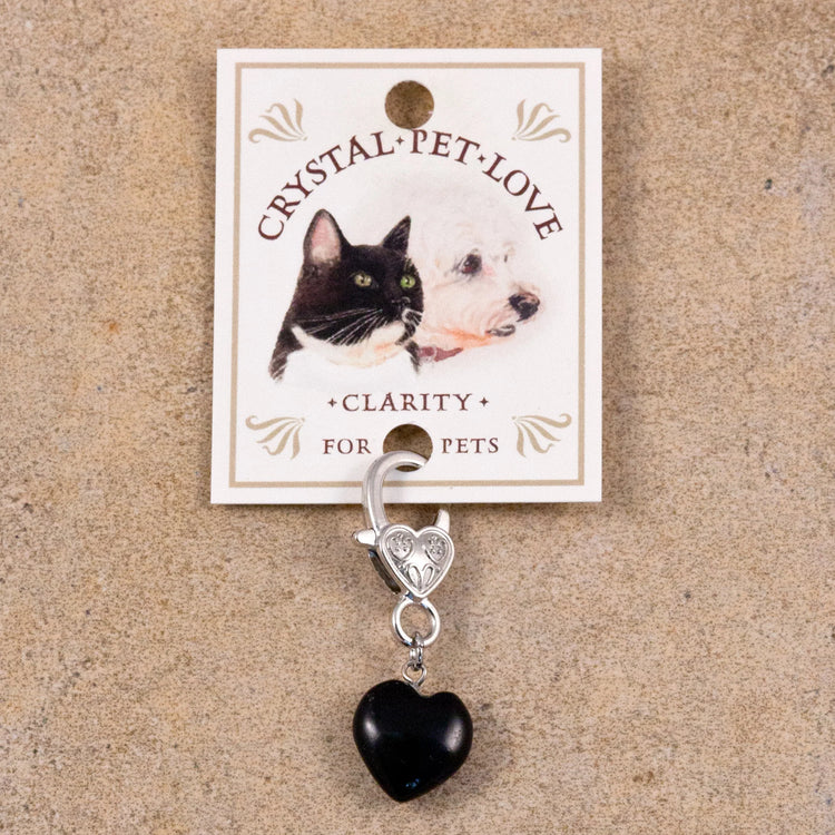 Crystal Pet Love Black Obsidian Heart Pet Pendant