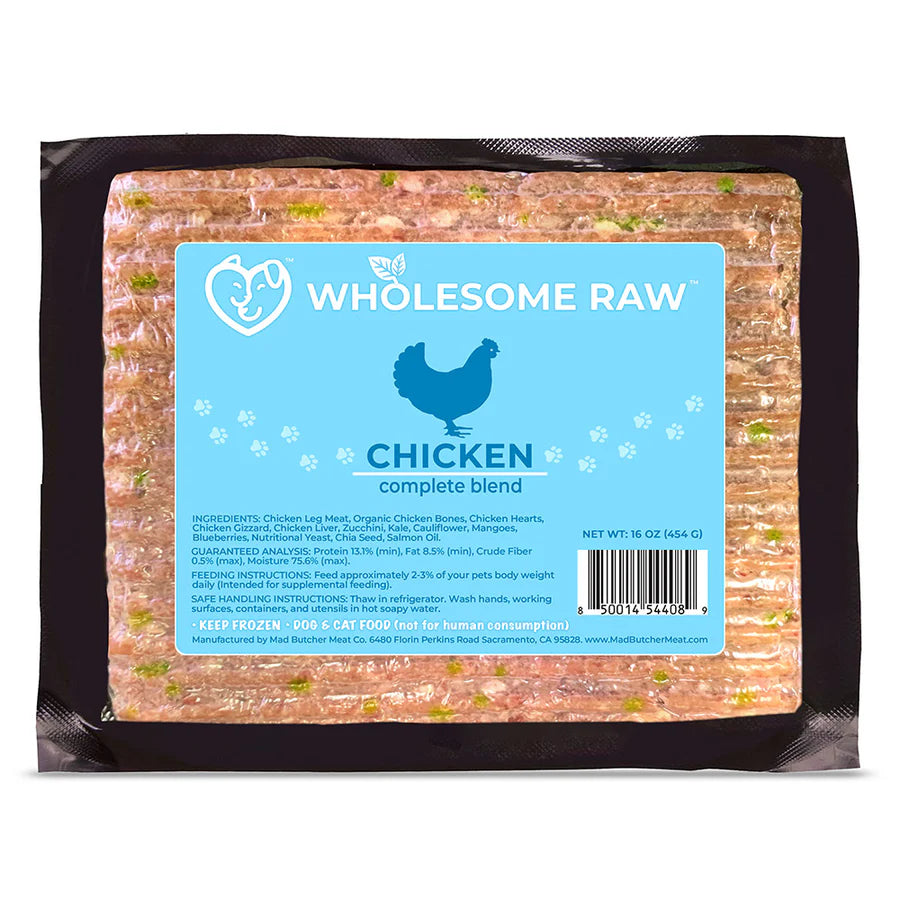 Wholesome Raw Chicken & Vegetable Blend – Premium Frozen Raw Pet Food Mad Butchard (16oz)