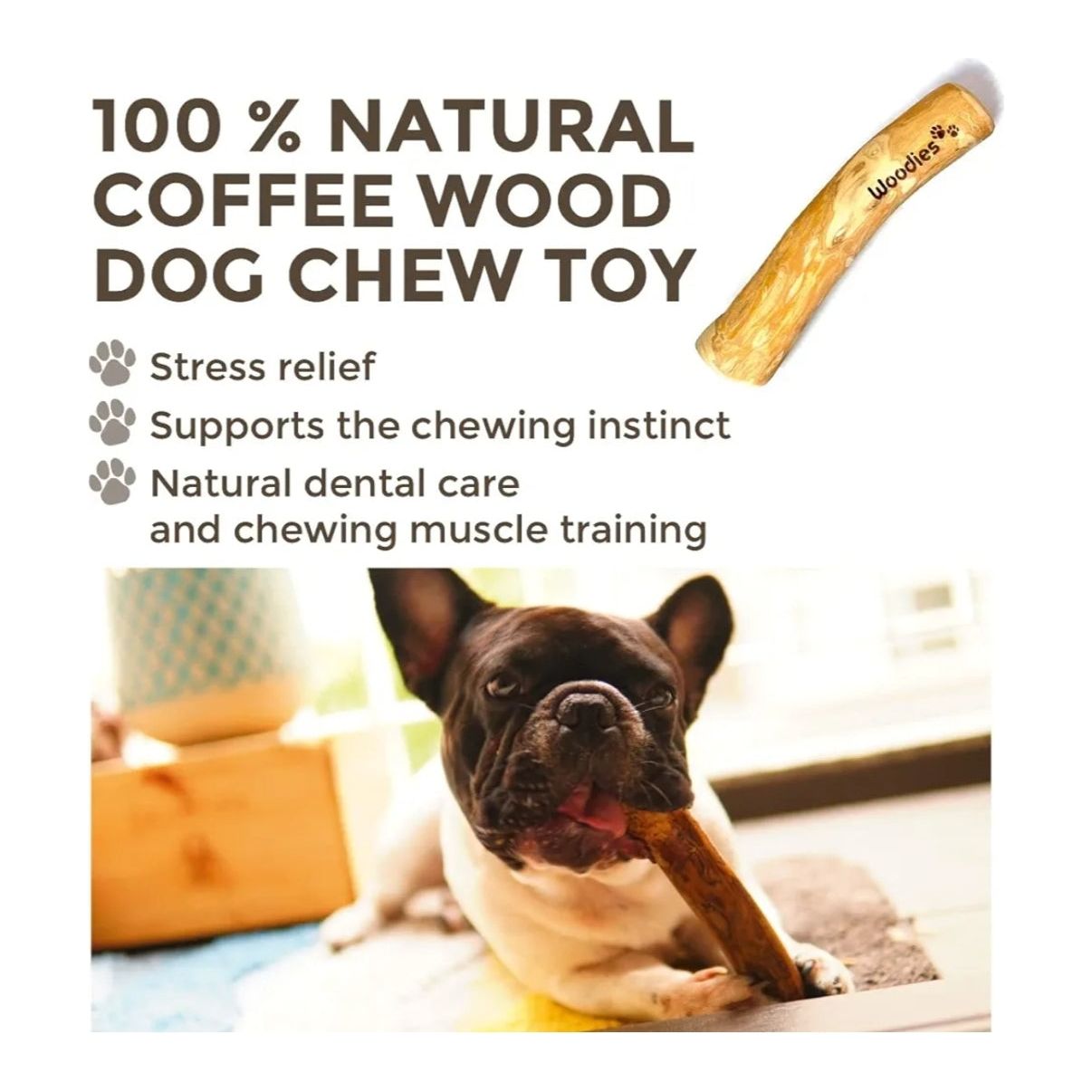 Woodies Coffee Wood Dog Chew – 100% Natural & Long-Lasting