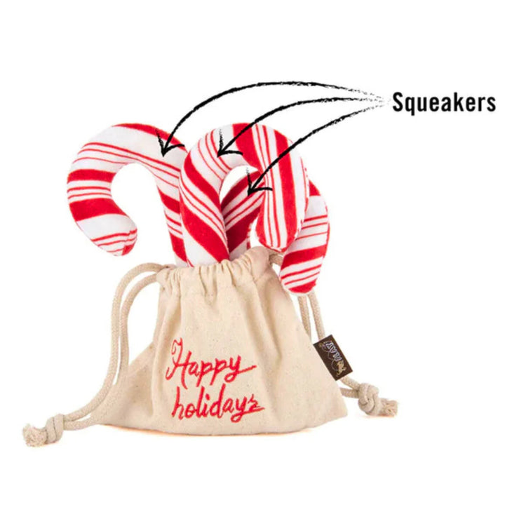 P.L.A.Y. Cheerful Candy Canes Holiday Dog Toy Set