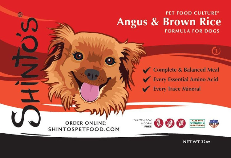 Shinto’s Angus Beef & Brown Rice Foundation Formula product label