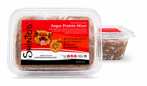 Shinto’s Angus Beef Protein Mixer in its 32 oz container