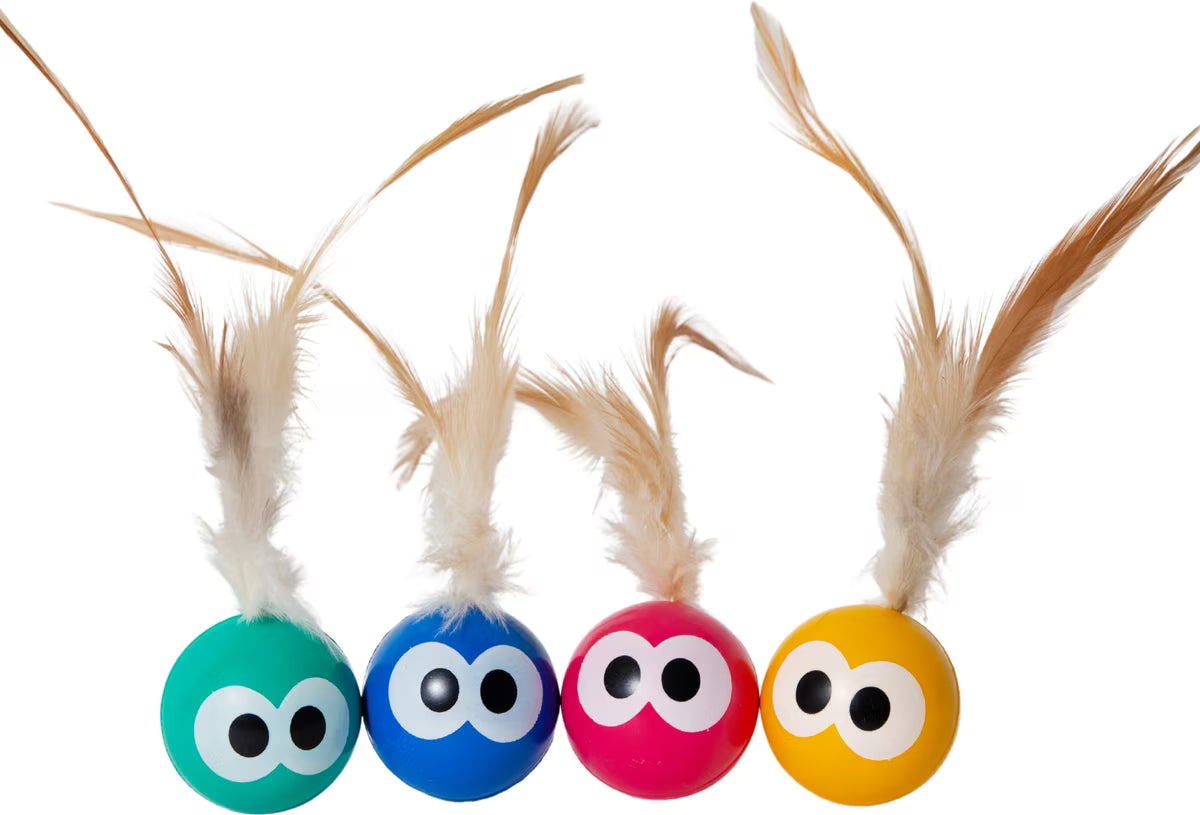 Bouncy Tails Cat Bouncy Ball with Feathers