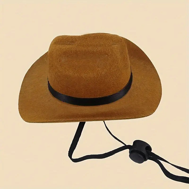 Brown Cowboy Hat for Dogs & Cats - Adjustable Strap