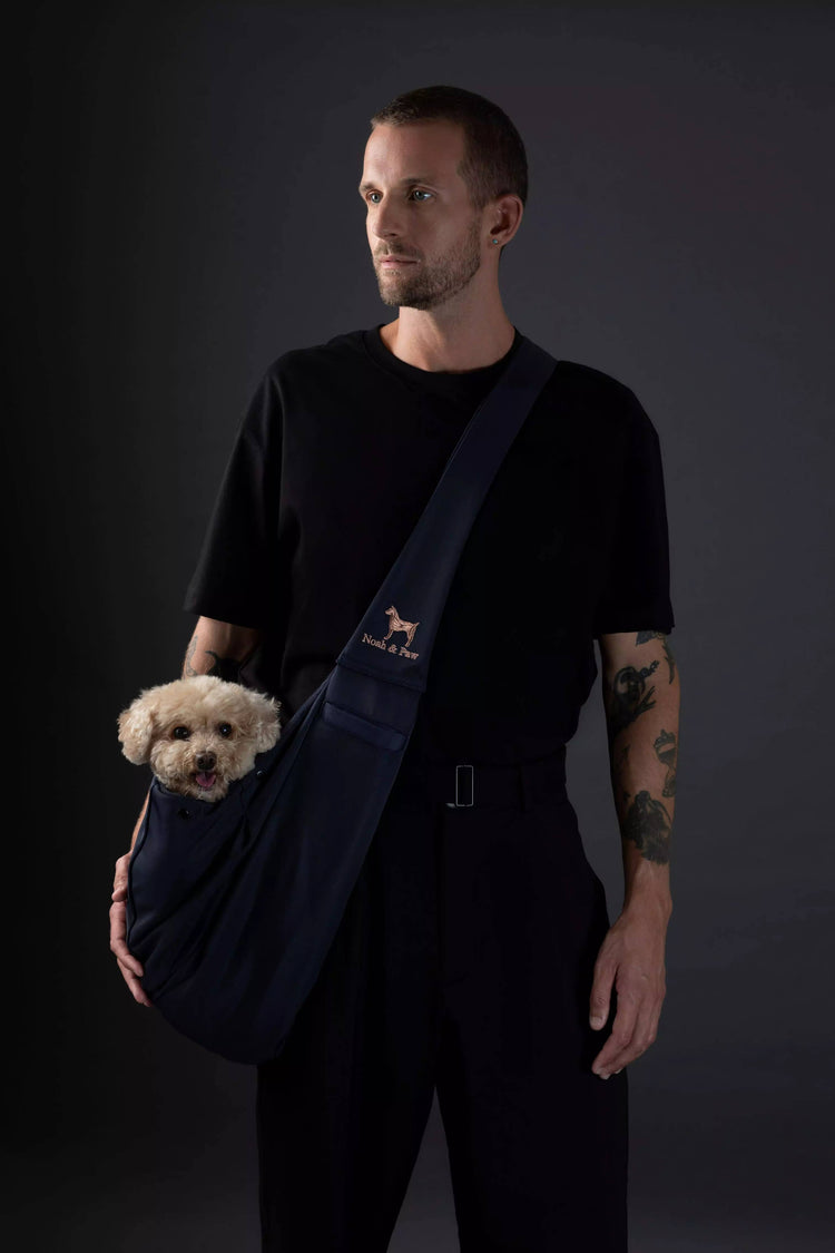 Premium Twill Pet sling Carrier, Snap Style, Black