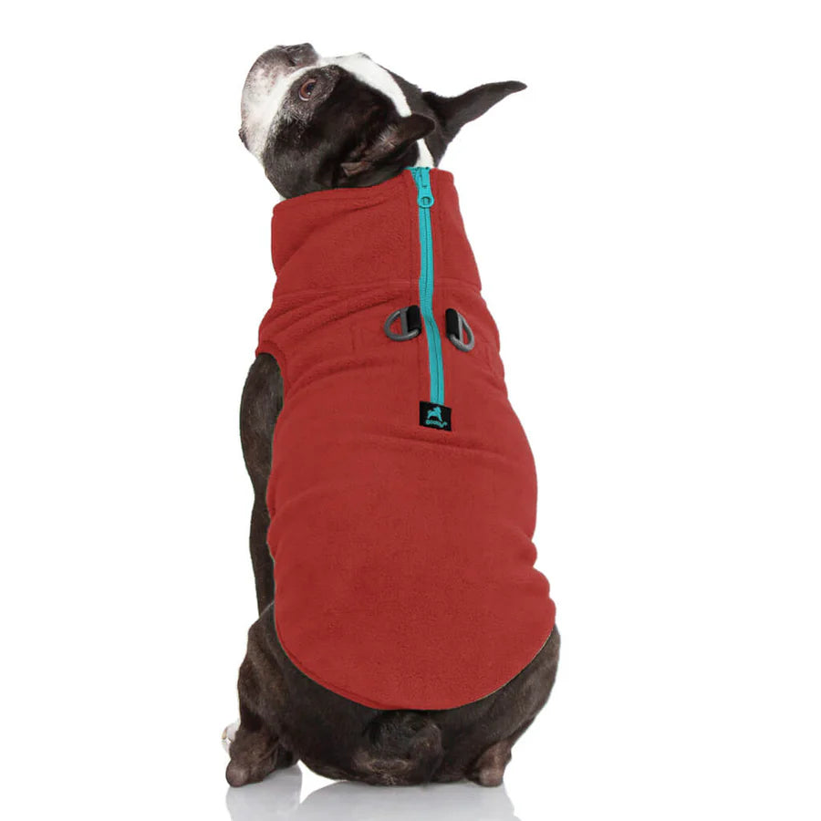 Gooby Half Zip Dog Fleece Vest – Burgundy