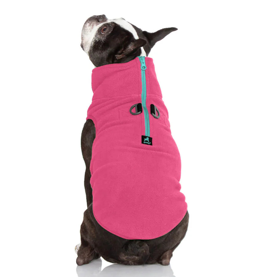 Gooby Half Zip Dog Fleece Vest – Pink