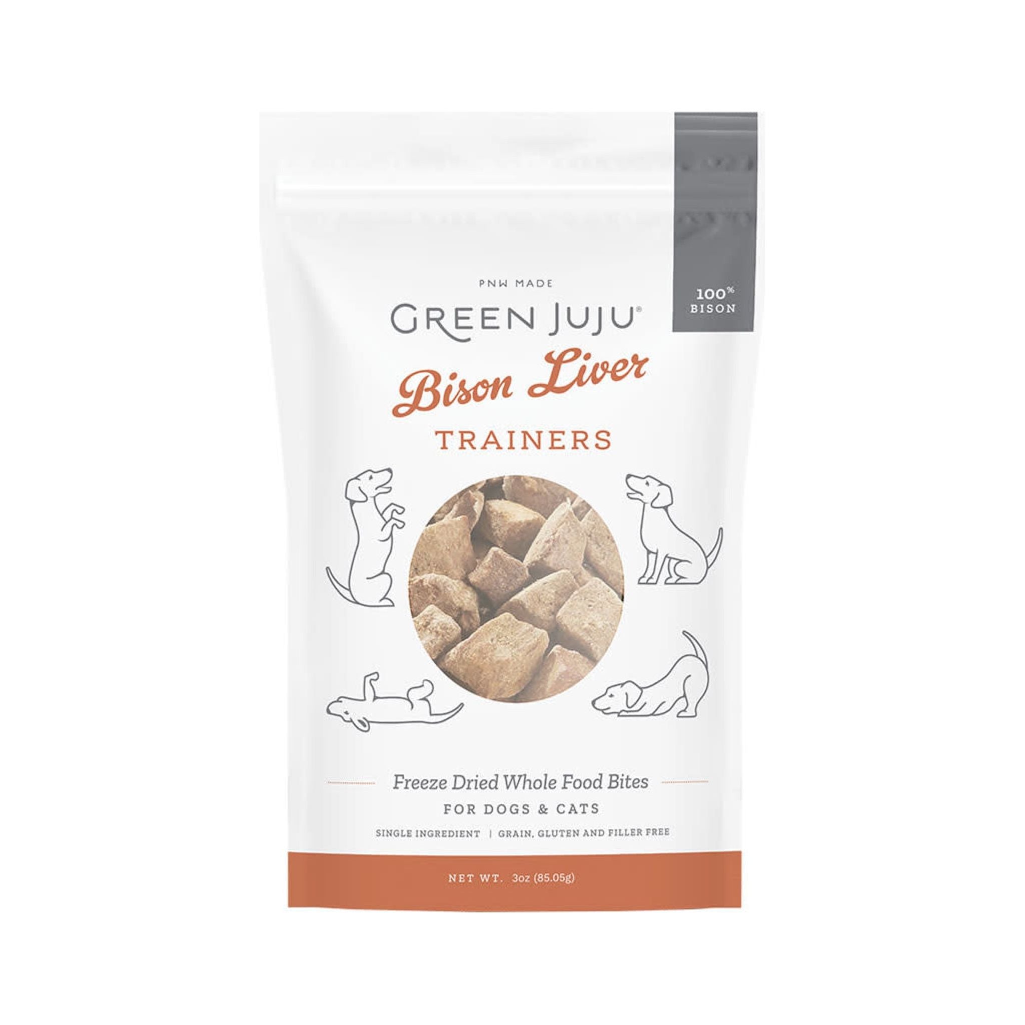 Green Juju Bison Liver Trainers – Freeze-Dried Single-Ingredient Treats, 3 oz