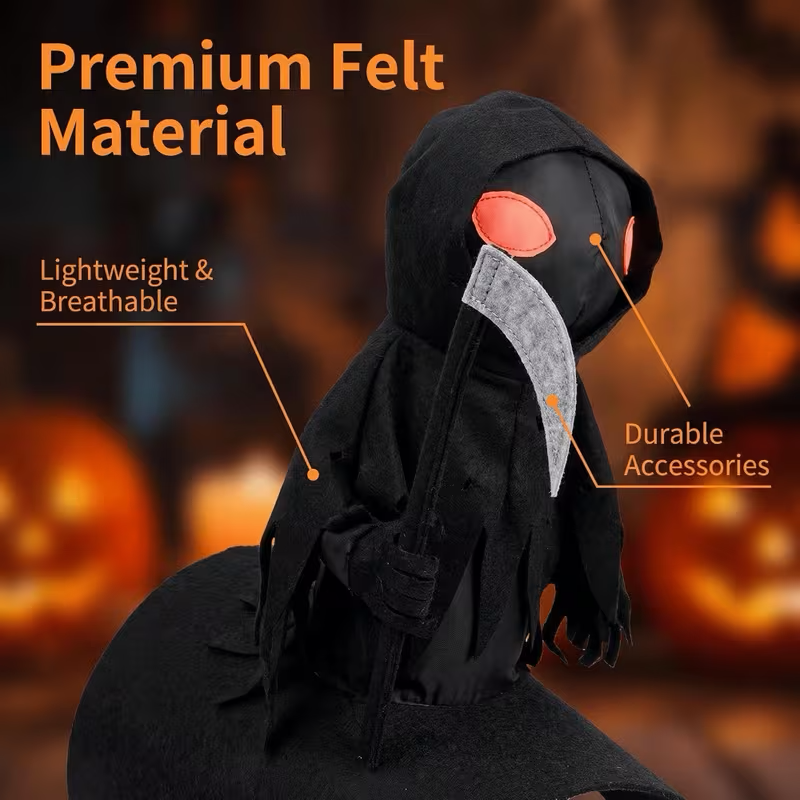 Grim Reaper Rider Dog Costume with Scythe