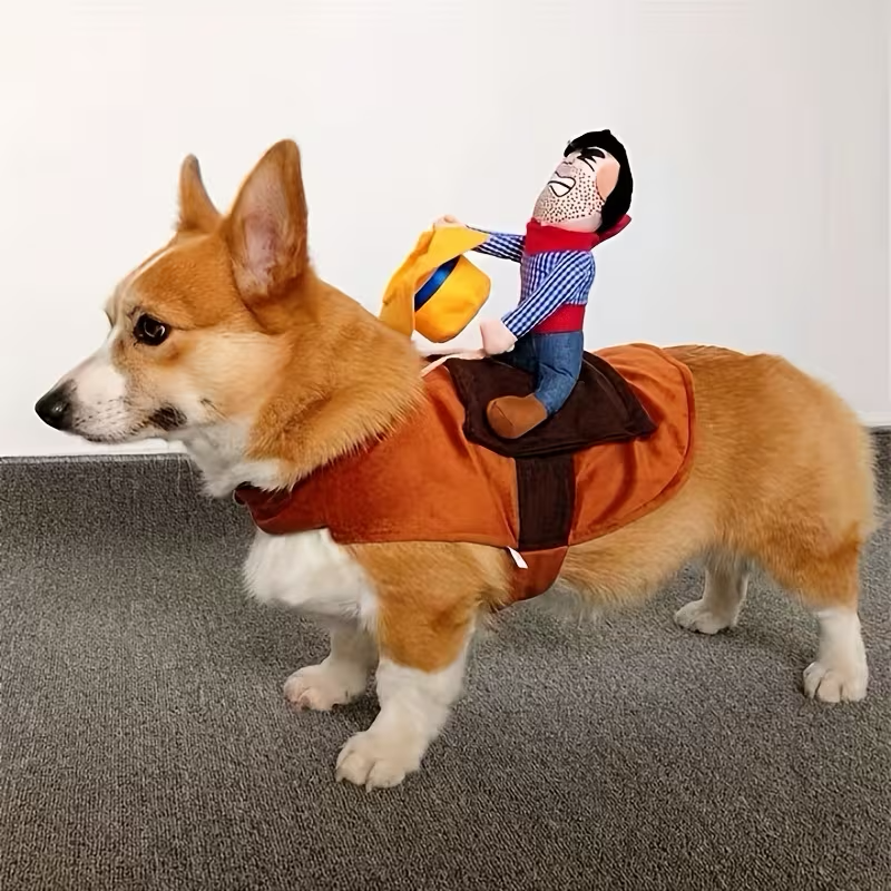 Cowboy Rider Dog Costume with Plush Rodeo Figure