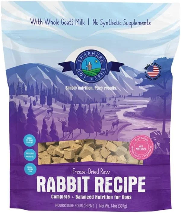 Shepherd Boy Farms Freeze-Dried Rabbit Recipe Dog Food – 14 oz