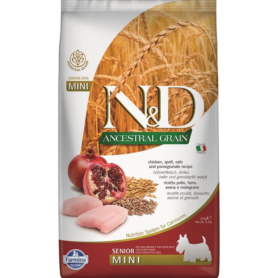 N&D - Chicken, Spelt, Oats & Pomegranate for Senior Mini - 5.5lb