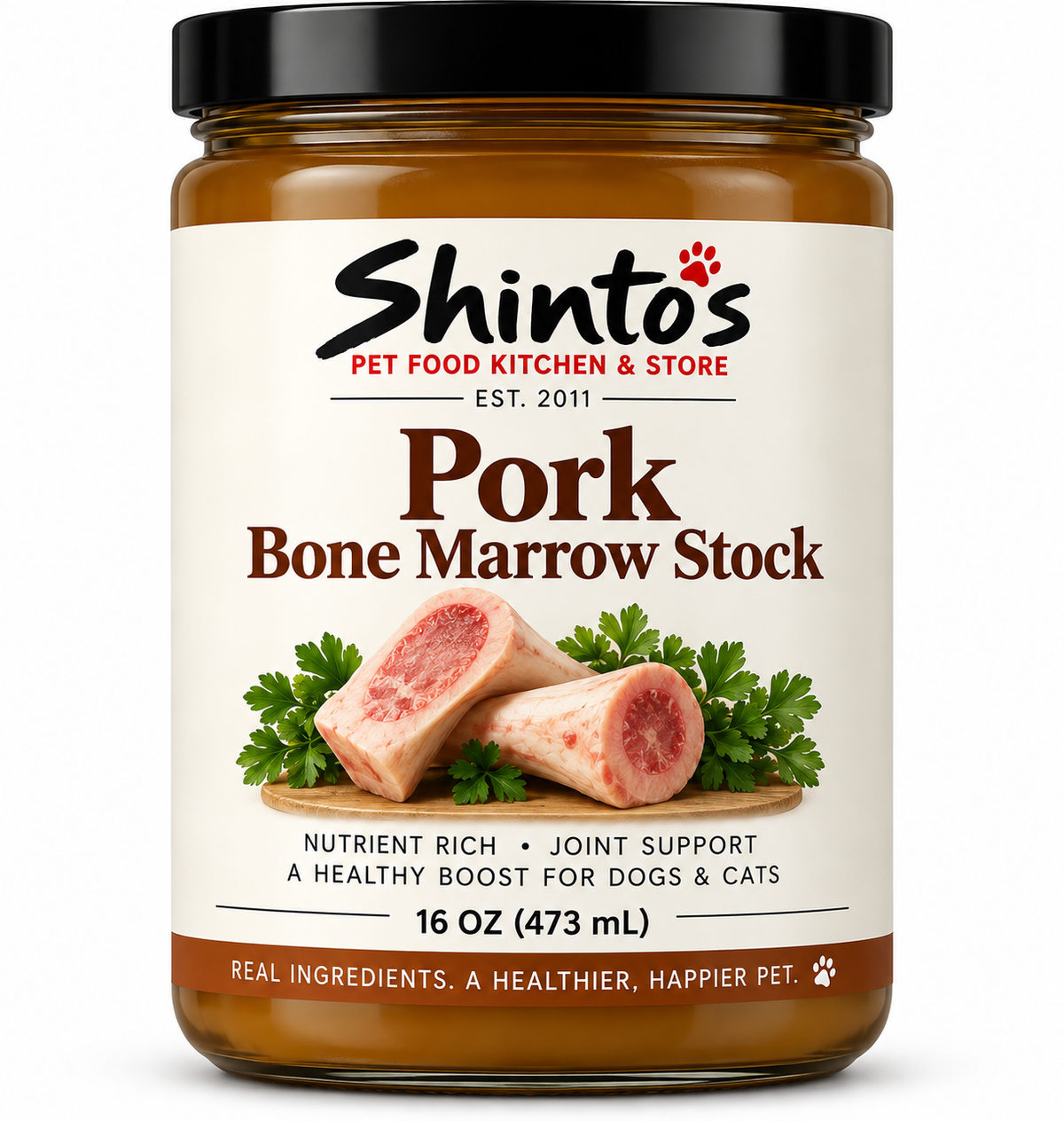 Shinto’s Pork Bone Marrow Stock for dogs and cats – 16 oz