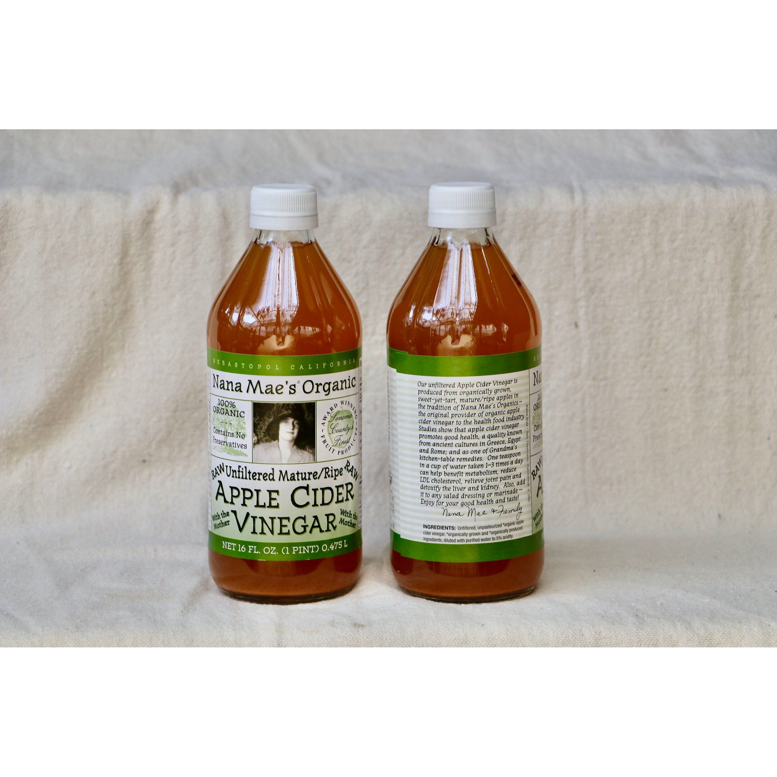 Nana Mae’s Organic Raw Apple Cider Vinegar – Unfiltered & With the Mother (16 oz)