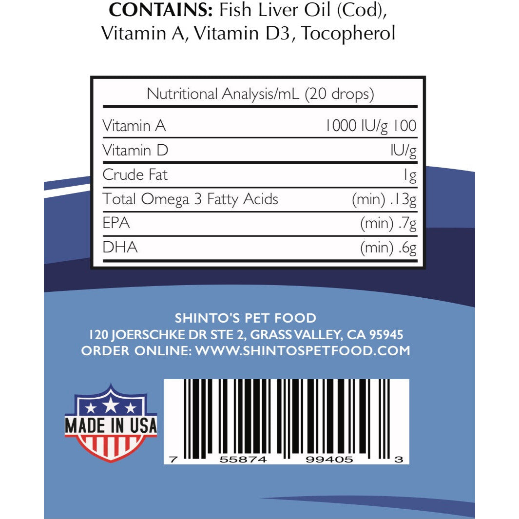 Shinto’s Pet Food High-Quality Fresh Cod Liver Oil-4 oz