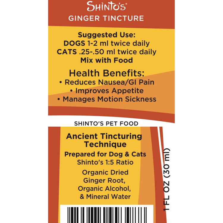 Shinto’s Ginger Tincture for Dogs & Cats – 1 oz