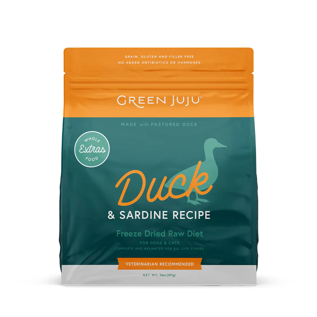 Green Juju - Freeze Dried Dog Food - Duck & Sardine Recipe 14 oz