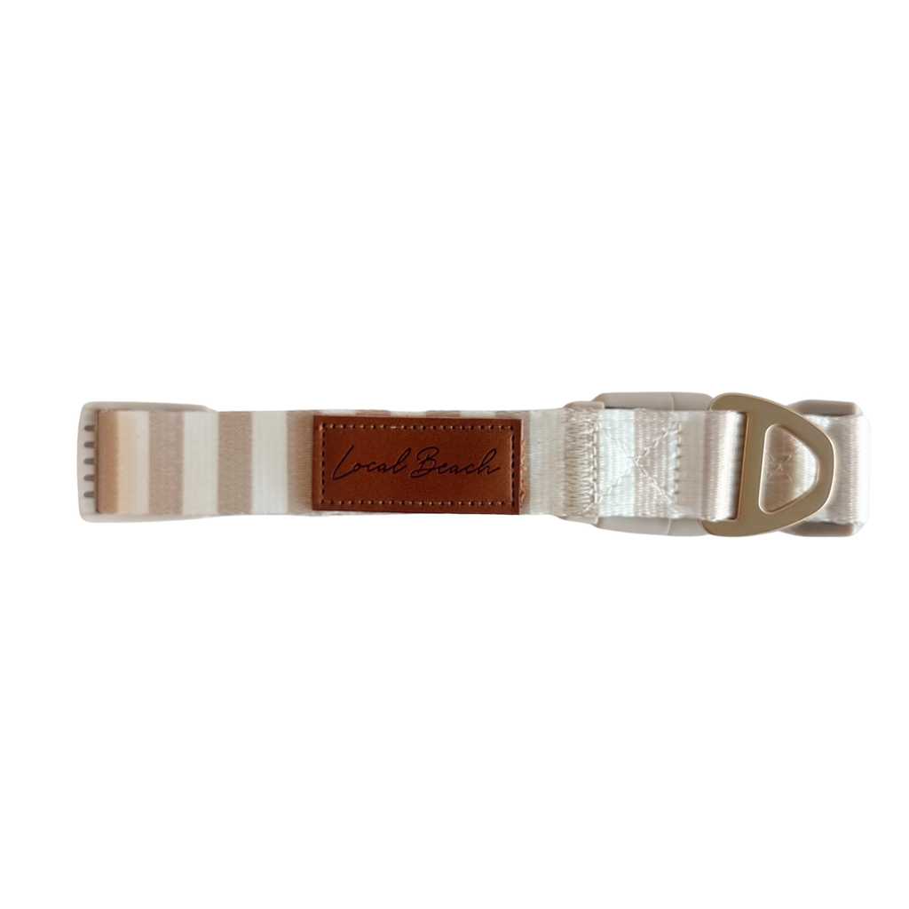 Local Beach Stripe Adjustable Dog Collar – Tan