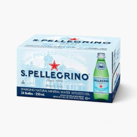 S.Pellegrino Sparkling Water, 24-Pack 250 mL Glass Bottles