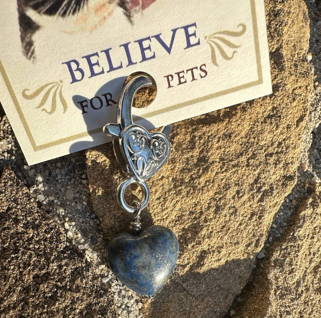 Crystal Pet Love Lapis Heart Pet Pendant