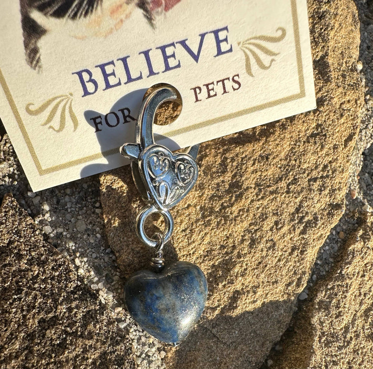 Crystal Pet Love Lapis Heart Pet Pendant