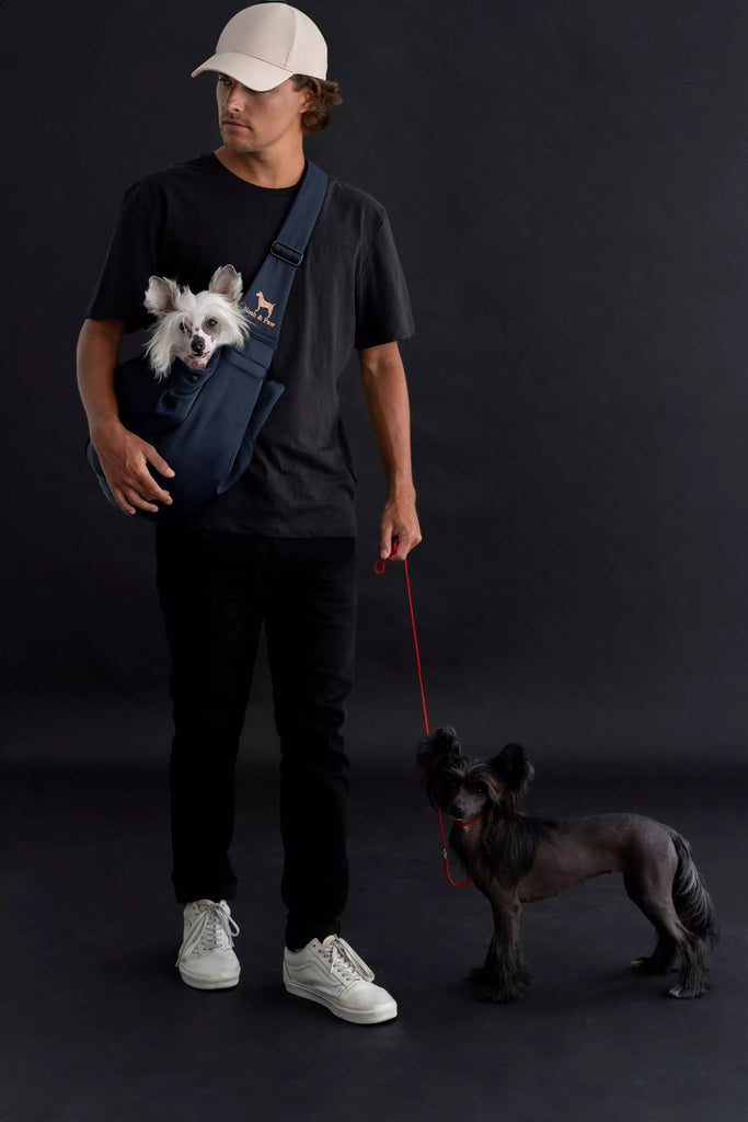 Premium Twill Pet sling Carrier, Snap Style, Black