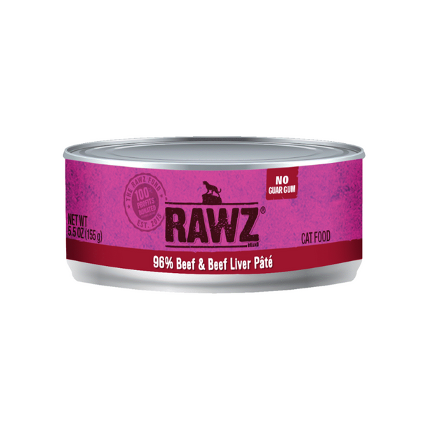 Rawz - 96% Beef, Beef Liver Pate Canned Food For Cats 5.5 oz