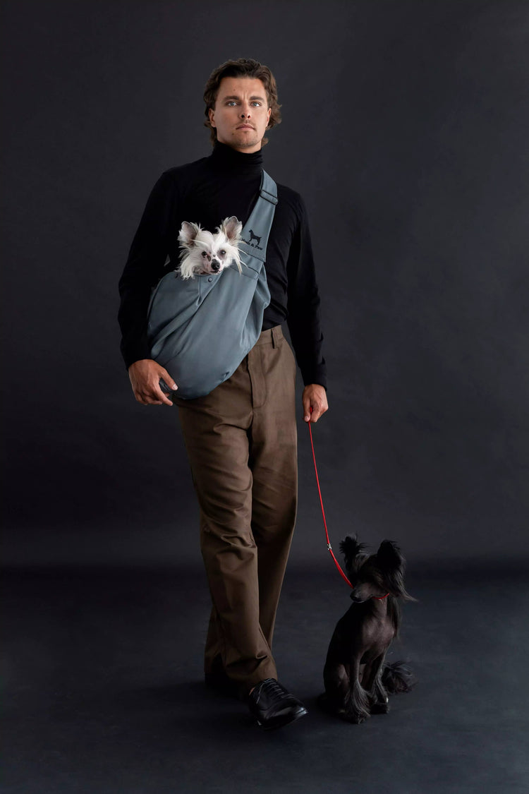 Premium Twill Pet sling Carrier, Snap Style, Black