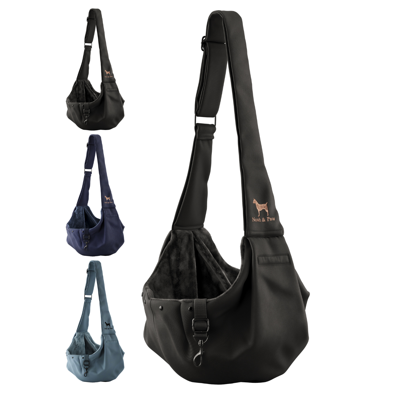 Premium Twill Pet sling Carrier, Snap Style, Black